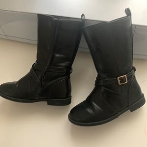 Toddler black boots mid calf